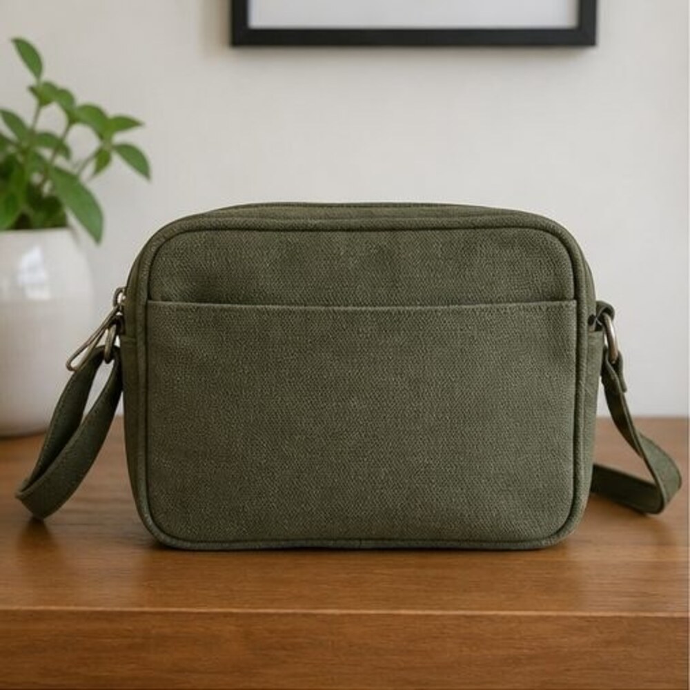 Olive Canvas Crossbody Bag
